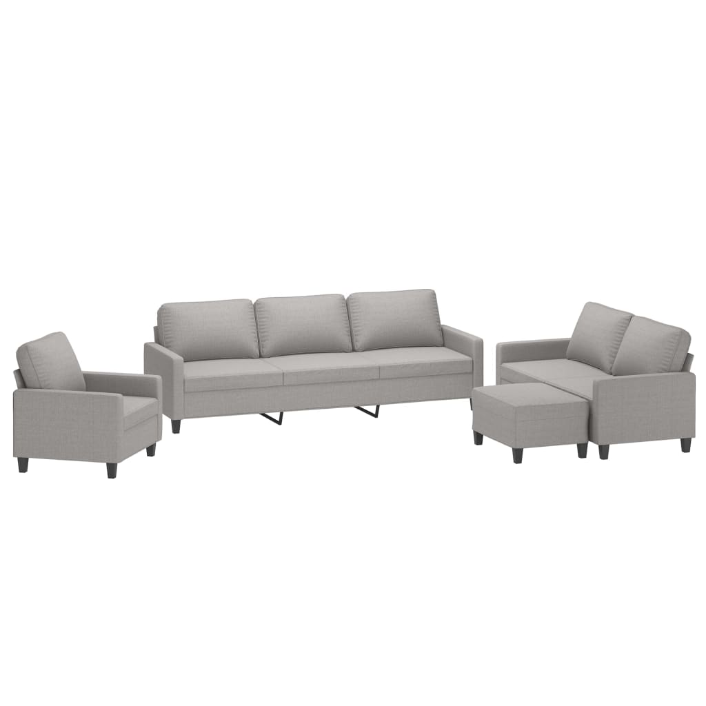 4 Piece Sofa Set with Cushions Light Grey Fabric