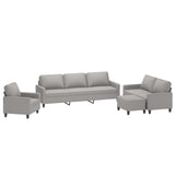 4 Piece Sofa Set with Cushions Light Grey Fabric - Side View