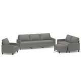 4 Piece Sofa Set with Cushions Dark Grey Fabric