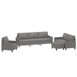 4 Piece Sofa Set with Cushions Dark Grey Fabric
