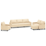 4 Piece Sofa Set with Cushions Cream Fabric