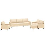 4 Piece Sofa Set with Cushions Cream Fabric