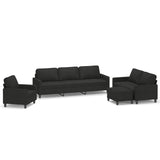 4 Piece Sofa Set with Cushions Black Fabric