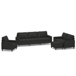 4 Piece Sofa Set with Cushions Black Fabric
