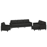 4 Piece Sofa Set with Cushions Black Fabric