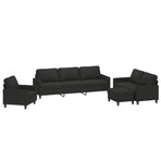 4 Piece Sofa Set with Cushions Black Fabric