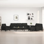 4 Piece Sofa Set with Cushions Black Fabric