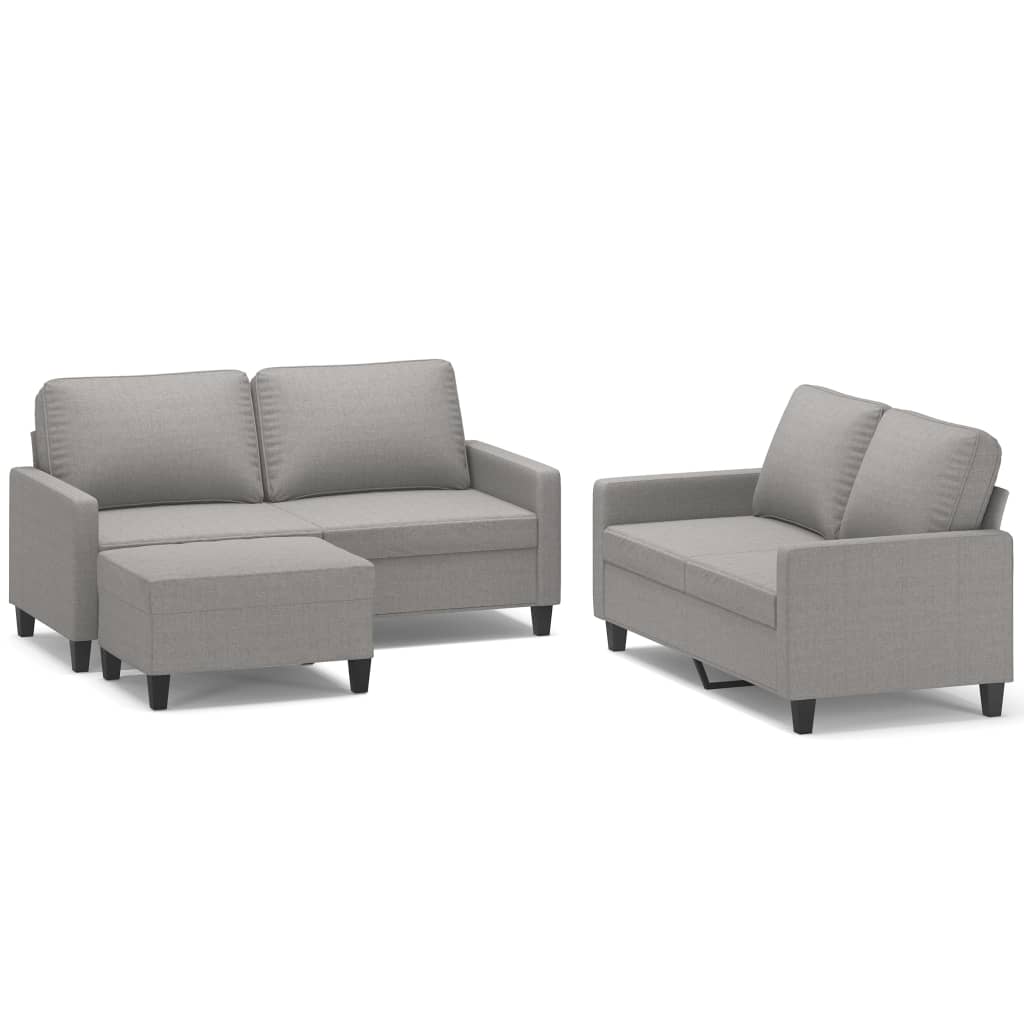 3 Piece Sofa Set with Cushions Light Grey Fabric