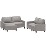 3 Piece Sofa Set with Cushions Light Grey Fabric - Side View