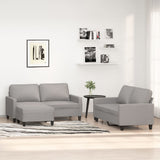 3 Piece Sofa Set with Cushions Light Grey Fabric