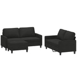 3 Piece Sofa Set with Cushions Black Fabric