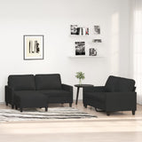 3 Piece Sofa Set with Cushions Black Fabric