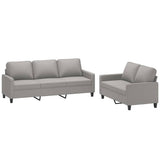 2 Piece Sofa Set with Cushions Light Grey Fabric - Side View