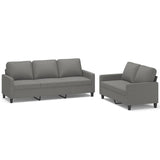 2 Piece Sofa Set with Cushions Dark Grey Fabric - Front View
