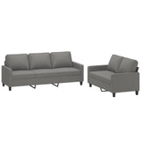 2 Piece Sofa Set with Cushions Dark Grey Fabric