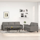 2 Piece Sofa Set with Cushions Dark Grey Fabric