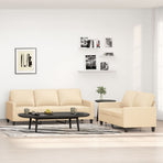 2 Piece Sofa Set with Cushions Cream Fabric
