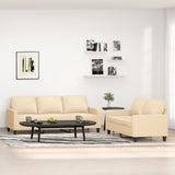 2 Piece Sofa Set with Cushions Cream Fabric