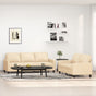 2 Piece Sofa Set with Cushions Cream Fabric
