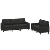 2 Piece Sofa Set with Cushions Black Fabric