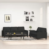 2 Piece Sofa Set with Cushions Black Fabric