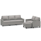 3 Piece Sofa Set with Cushions Light Grey Fabric