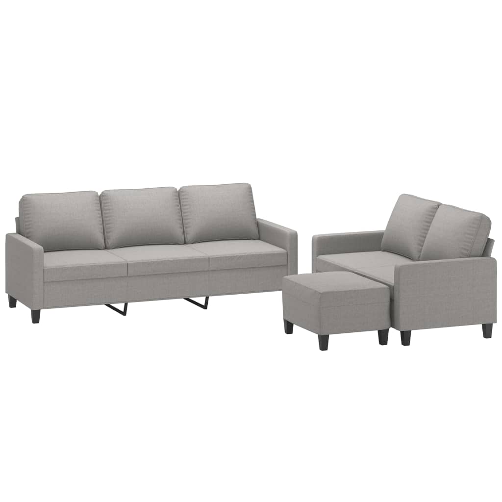 3 Piece Sofa Set with Cushions Light Grey Fabric