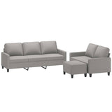 3 Piece Sofa Set with Cushions Light Grey Fabric