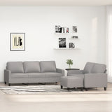 3 Piece Sofa Set with Cushions Light Grey Fabric