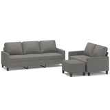 3 Piece Sofa Set with Cushions Dark Grey Fabric