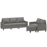 3 Piece Sofa Set with Cushions Dark Grey Fabric