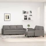 3 Piece Sofa Set with Cushions Dark Grey Fabric
