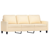 3 Piece Sofa Set with Cushions Cream Fabric