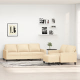 3 Piece Sofa Set with Cushions Cream Fabric