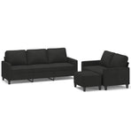 3 Piece Sofa Set with Cushions Black Fabric