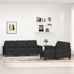 3 Piece Sofa Set with Cushions Black Fabric