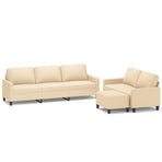 3 Piece Sofa Set with Cushions Cream Fabric