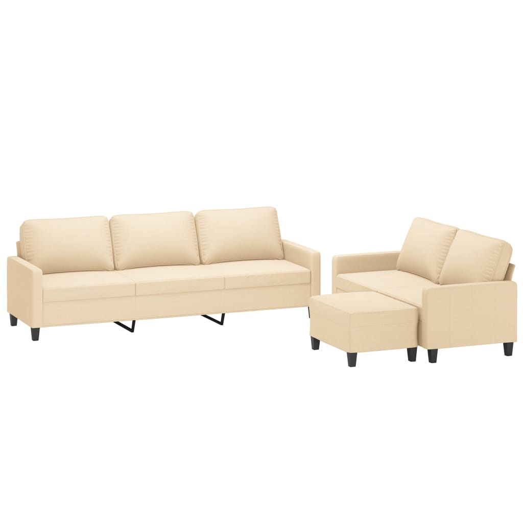 3 Piece Sofa Set with Cushions Cream Fabric