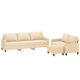 3 Piece Sofa Set with Cushions Cream Fabric