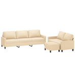 3 Piece Sofa Set with Cushions Cream Fabric