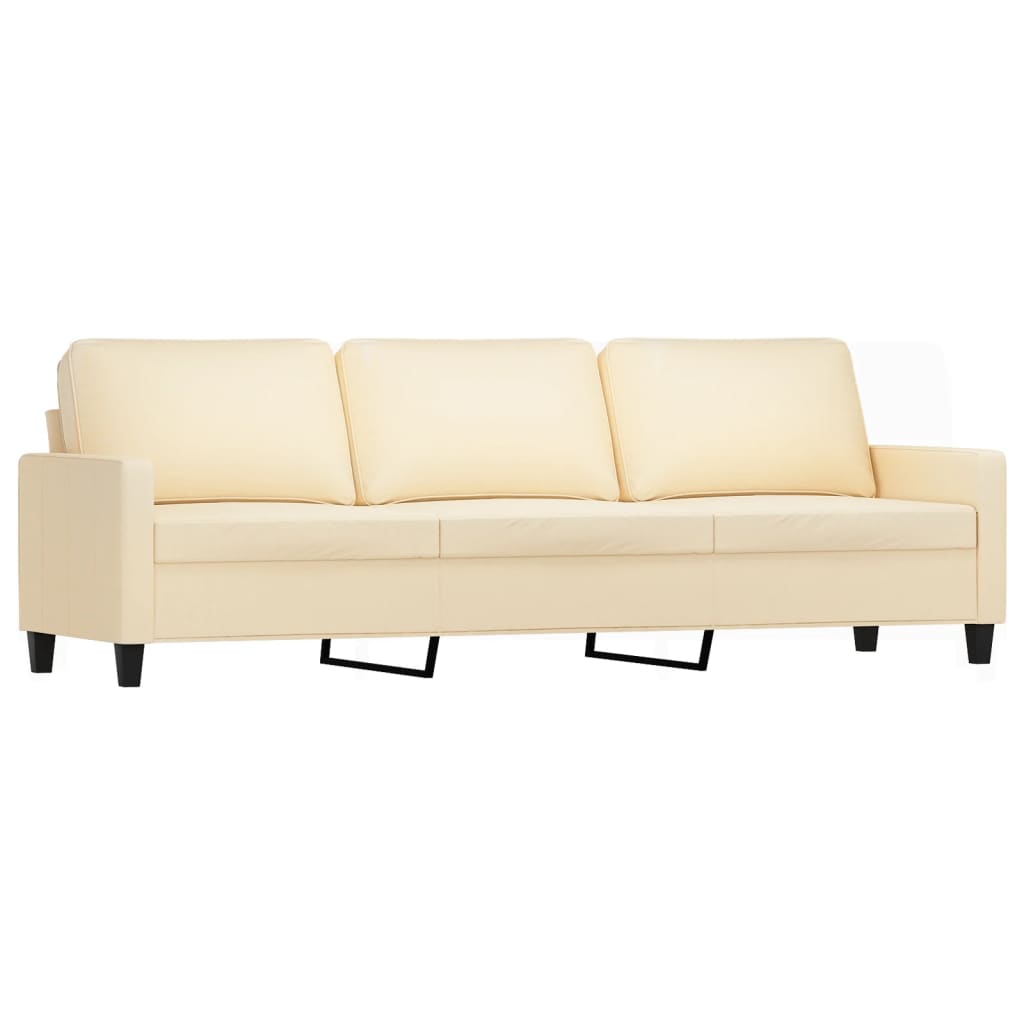 3 Piece Sofa Set with Cushions Cream Fabric