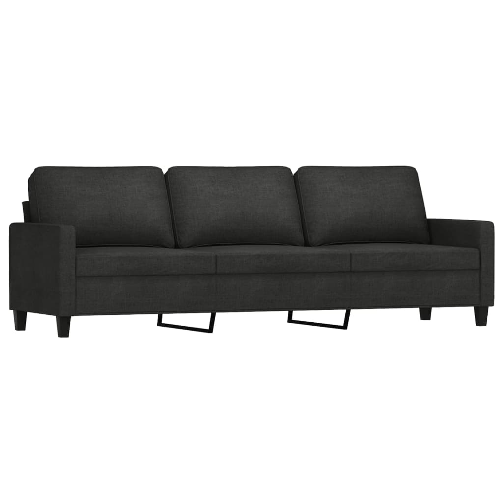 3 Piece Sofa Set with Cushions Black Fabric