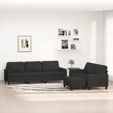 3 Piece Sofa Set with Cushions Black Fabric