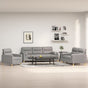 3 Piece Sofa Set with Throw Pillows and Cushions Light Grey Fabric