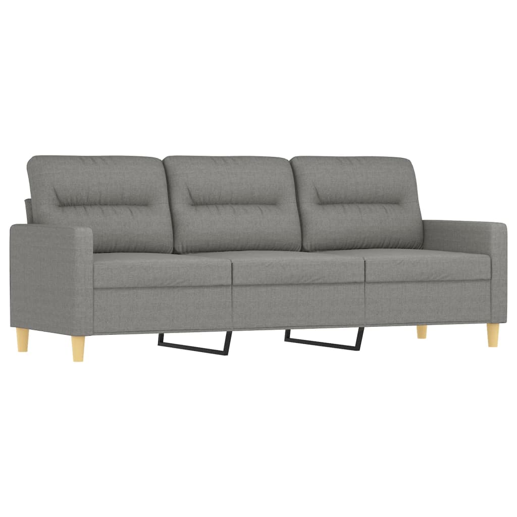 3 Piece Sofa Set with Throw Pillows&Cushions Dark Grey Fabric