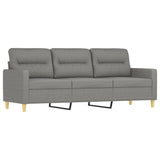 3 Piece Sofa Set with Throw Pillows&Cushions Dark Grey Fabric - Rear View