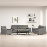 3 Piece Sofa Set with Throw Pillows&Cushions Dark Grey Fabric