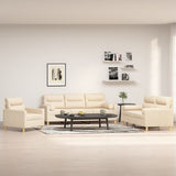 3 Piece Sofa Set with Throw Pillows&Cushions Cream Fabric
