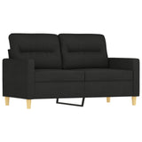 3 Piece Sofa Set with Throw Pillows&Cushions Black Fabric