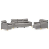 4 Piece Sofa Set with Throw Pillows and Cushions Light Grey Fabric